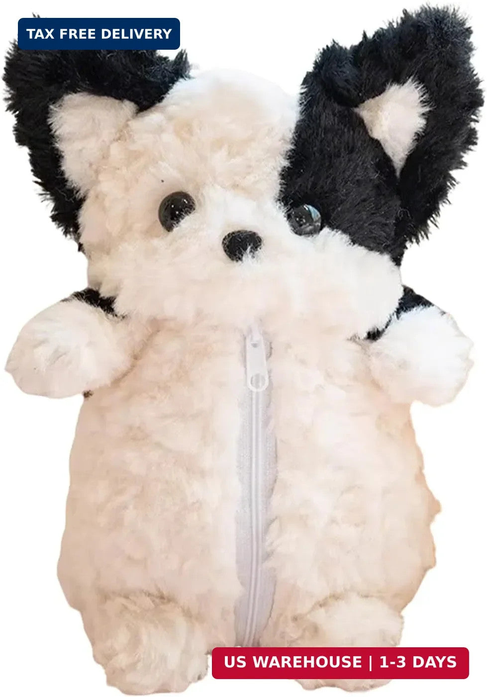 Cute 3D Fuzzy Dog Plush Pencil Case - Animal Organizer for Makeup & Accessories