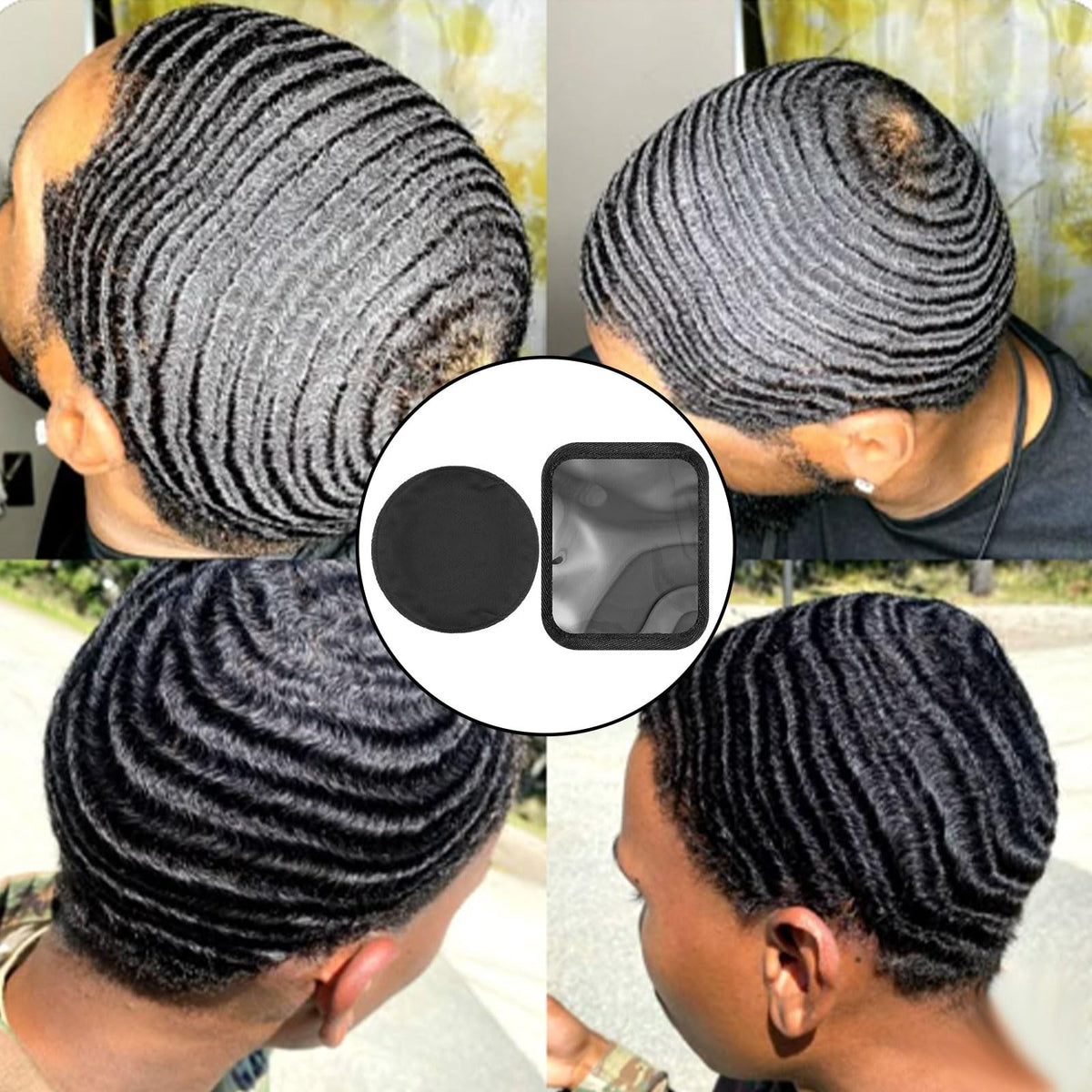 6 Pcs 4.5 Inch Crown Patch for Waves Laydown 360 Waver's Black, Blue,
