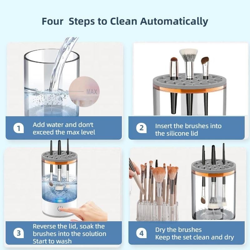 Electric Paint Brush Cleaner Rinse Cup - Cordless Auto Brush Washer with 26-Slot Holder