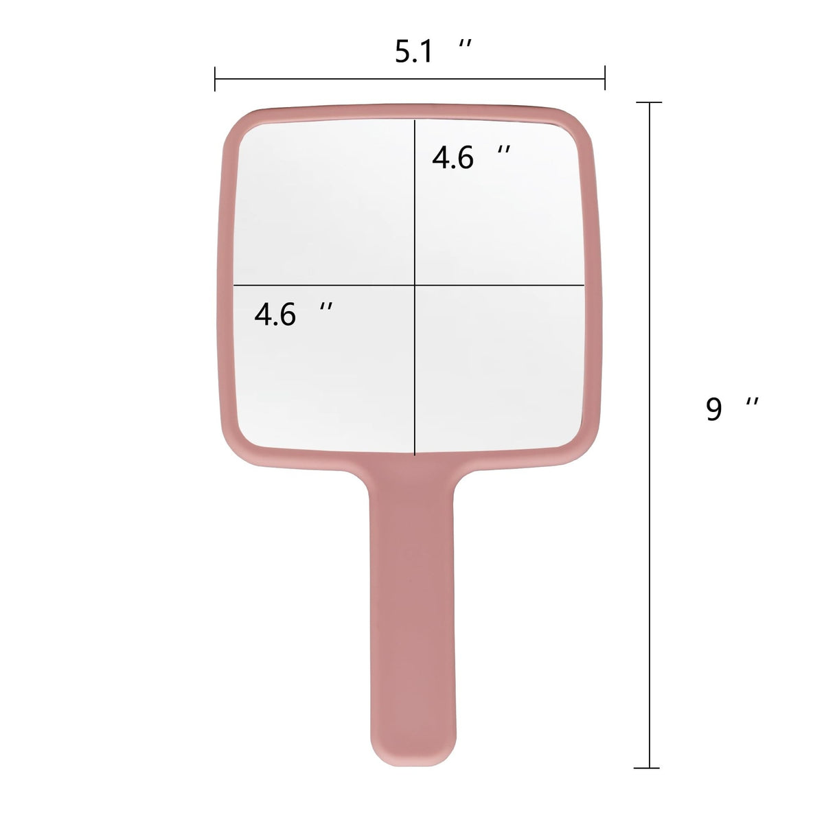 Pink Square Hand Held Mirror Travel Mirror with Diamond Pattern, 9 x 5.1 Inches