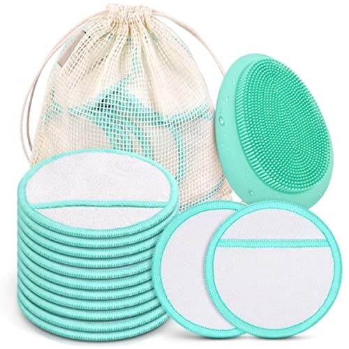 Reusable Makeup Remover Pads Set with Facial Cleansing Brush Storage Pouch