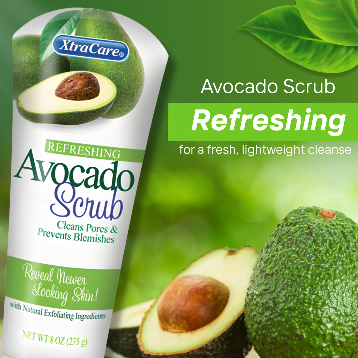 XtraCare Avocado Facial Scrub – Refreshing Exfoliant Formula- 8 oz