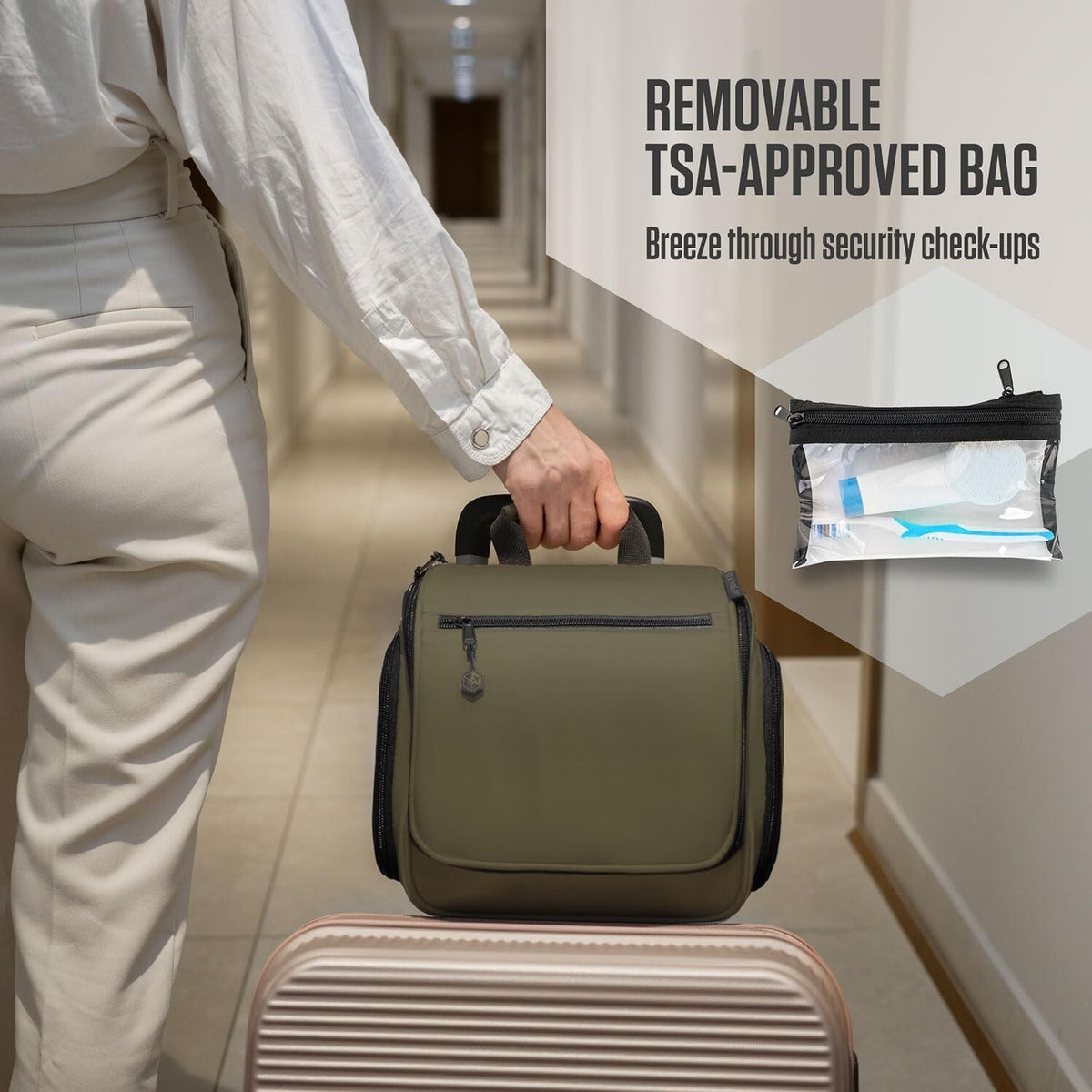 TSA-Friendly Travel Toiletry Bag with Expandable Compartments - Durable & Waterproof