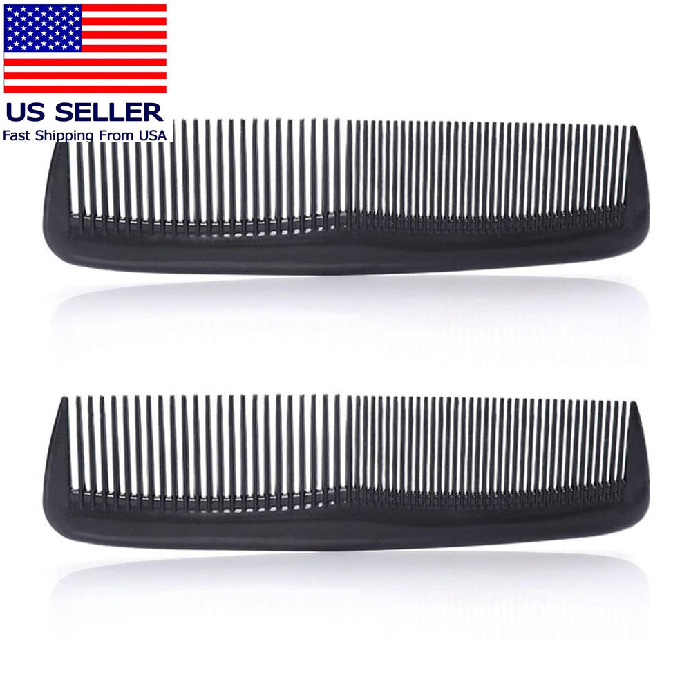 Pocket Plastic Hair Combs Set - Fine & Standard Teeth for Styling & Grooming
