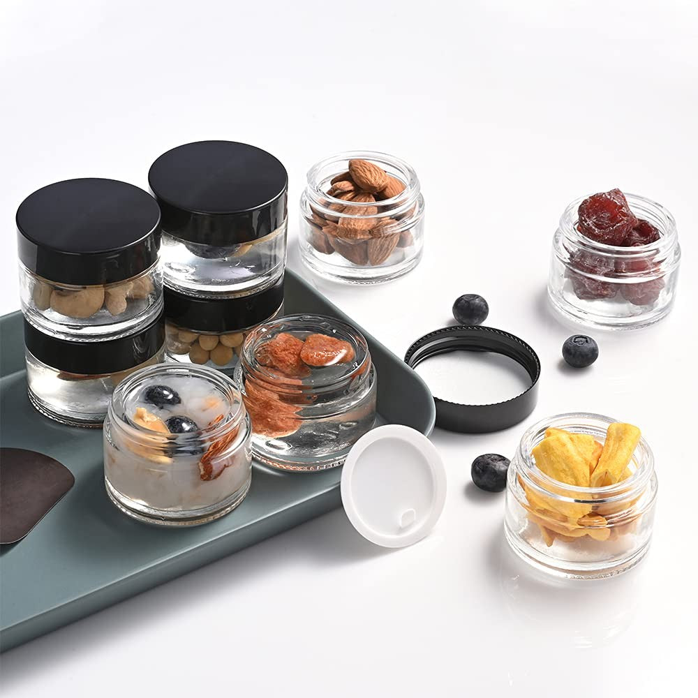 4 Pack 1oz Small Reusable Glass Jars with Airtight Lids for Cosmetics & DIY