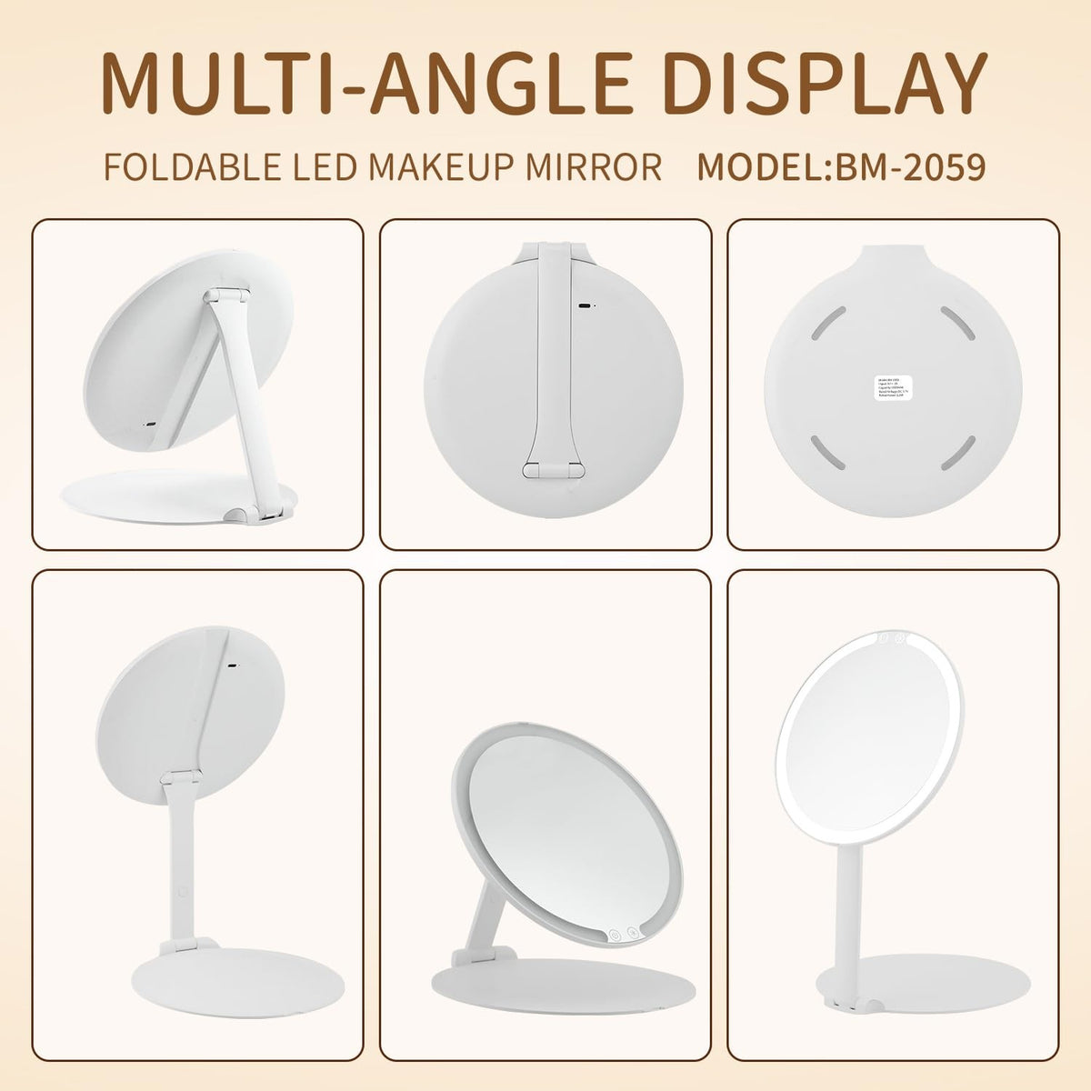 Portable Foldable Makeup Vanity Mirror with Lights Touch Control