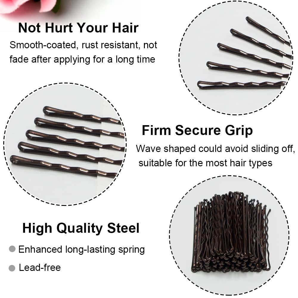 Brown Long Bobby Pins for Thick Hair, 2.75 '' 1 Count (Pack of 100),