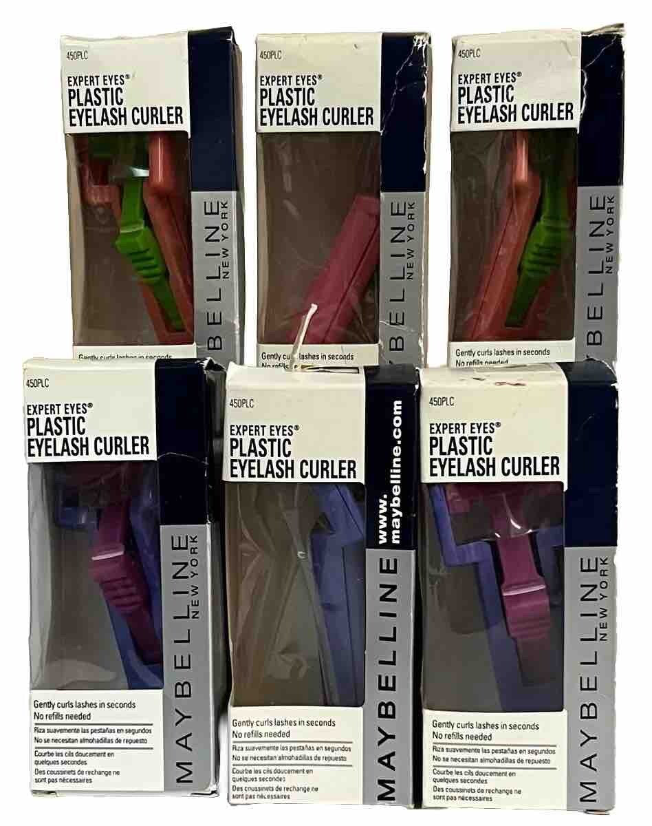 Maybelline Expert Eyes Plastic Eyelash Curler Pink or Purple - Set of 6