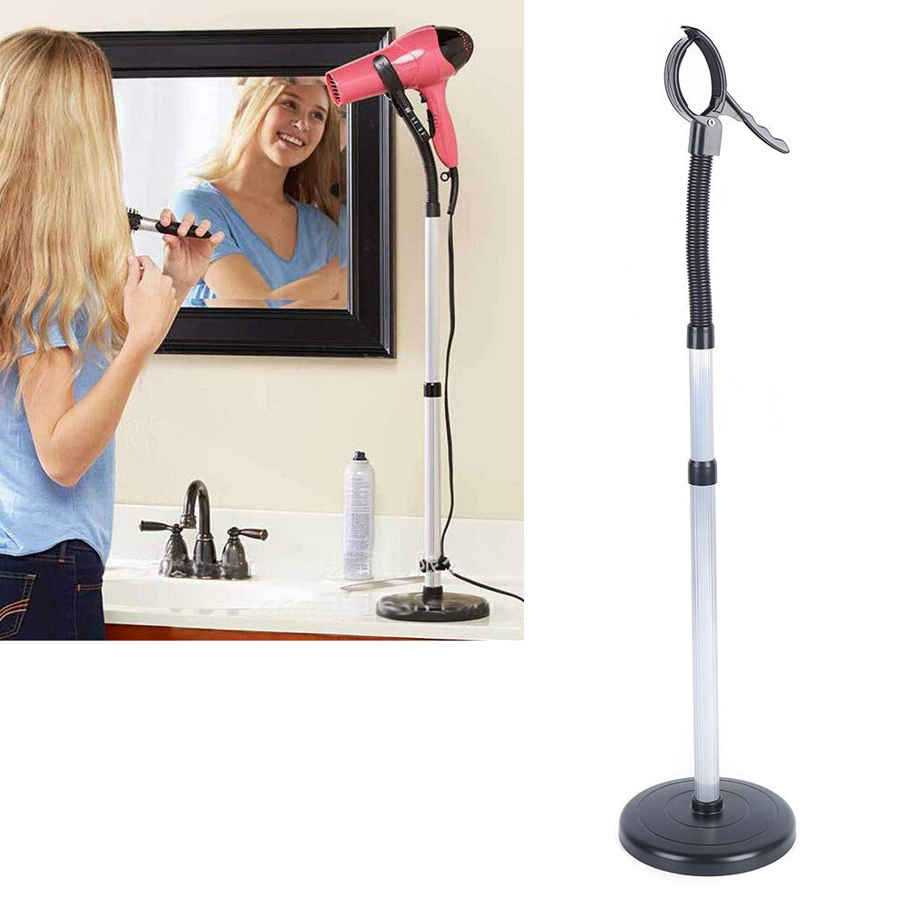 Retractable Hair Dryer Stand Holder with 360° Rotation - Adjustable Vertical Mount