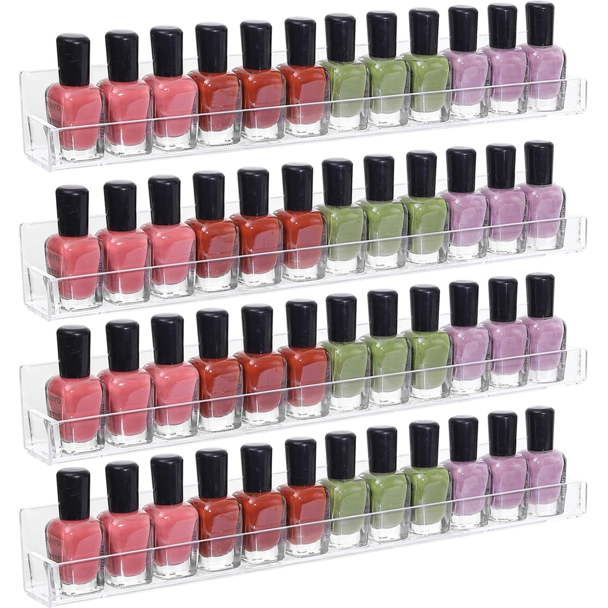 15 Inch Wall Mount Nail Polish Rack Holds 48 Bottles Acrylic Salon Organizer