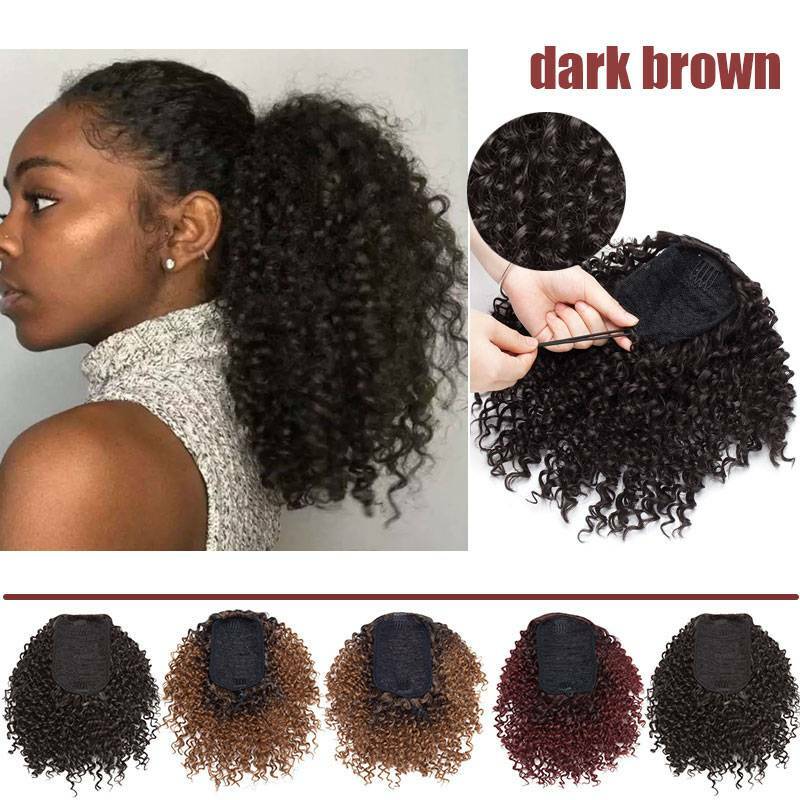 Kinky Curly Ponytail Clip-In Hair Extension with Drawstring - Natural & Voluminous