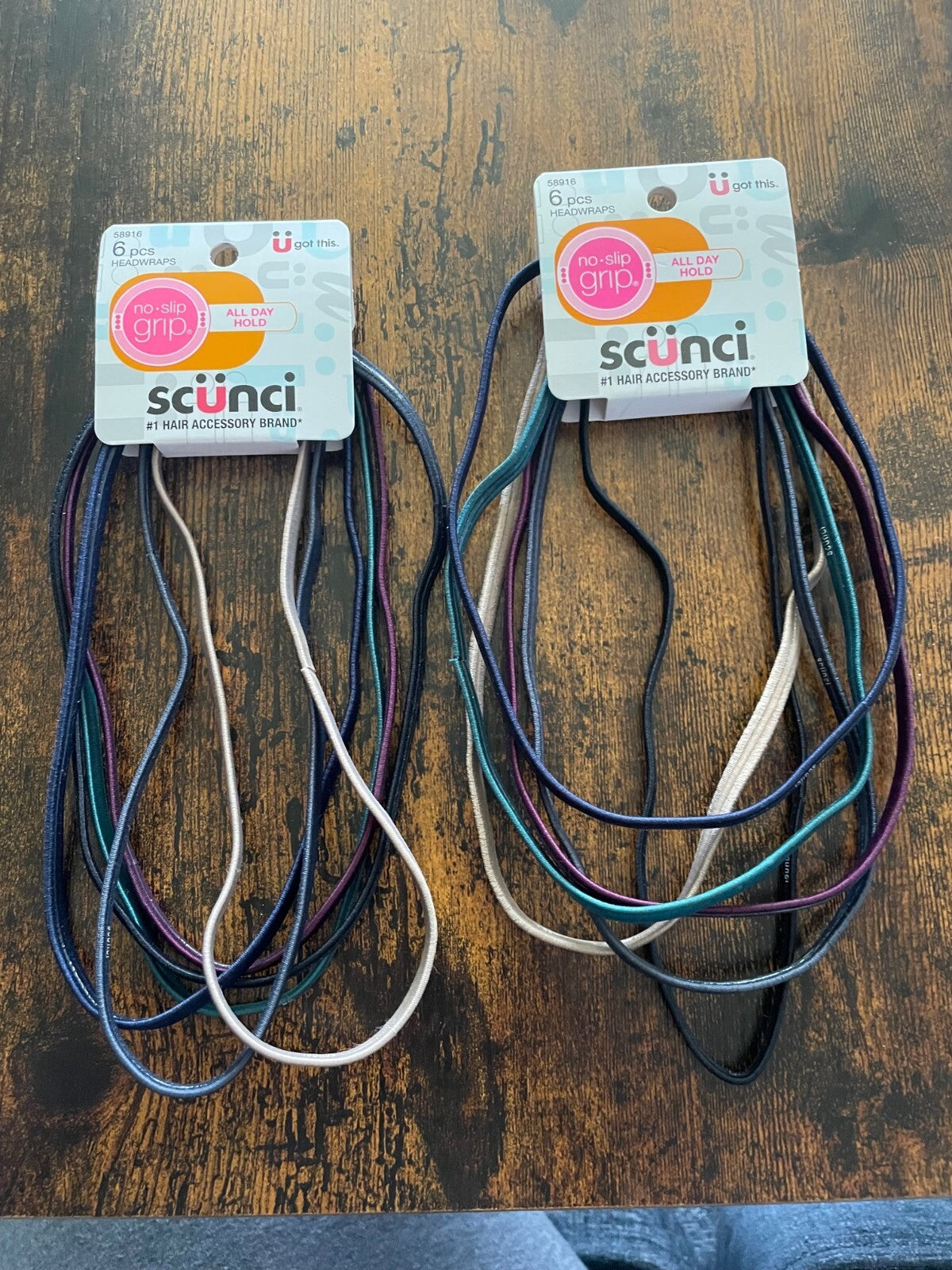 Lot of 2 (6ct) Scunci No Slip Grip All Day Hold Headwraps NEW 12 Total