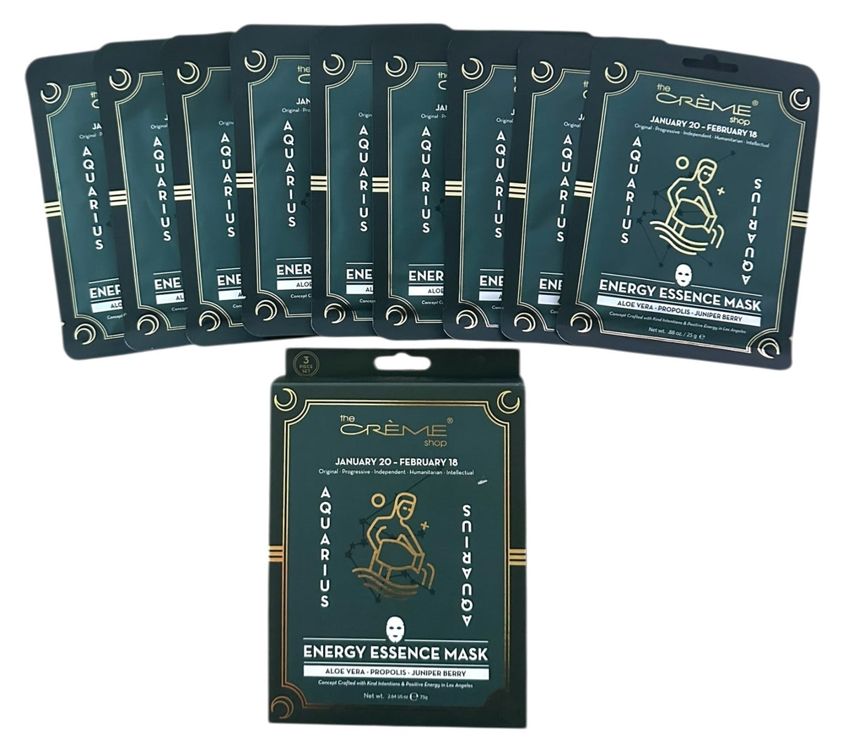 Aquarius Energy Essence Face Mask - Aloe Vera & Propolis, 9ct