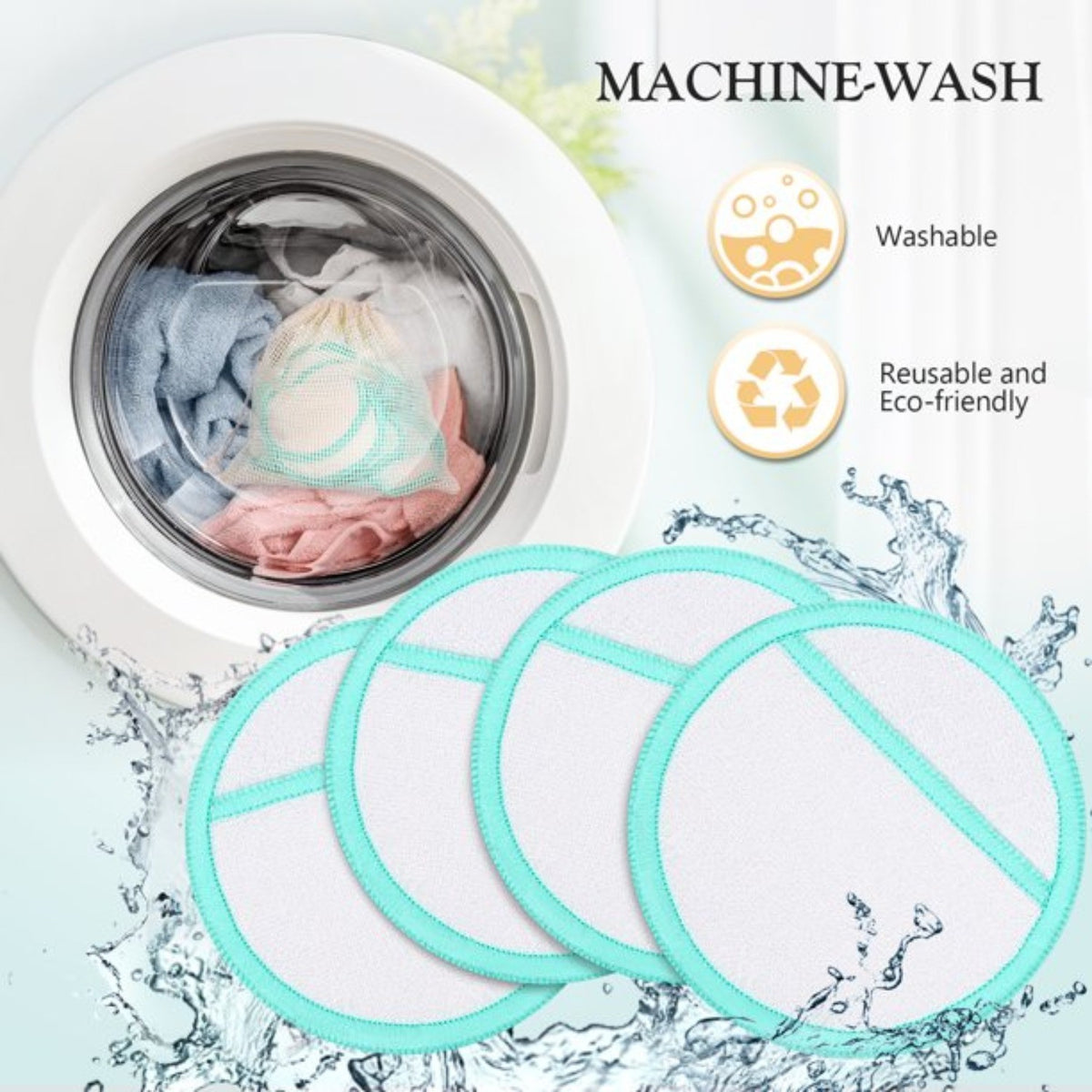 Reusable Makeup Remover Pads Set with Facial Cleansing Brush Storage Pouch