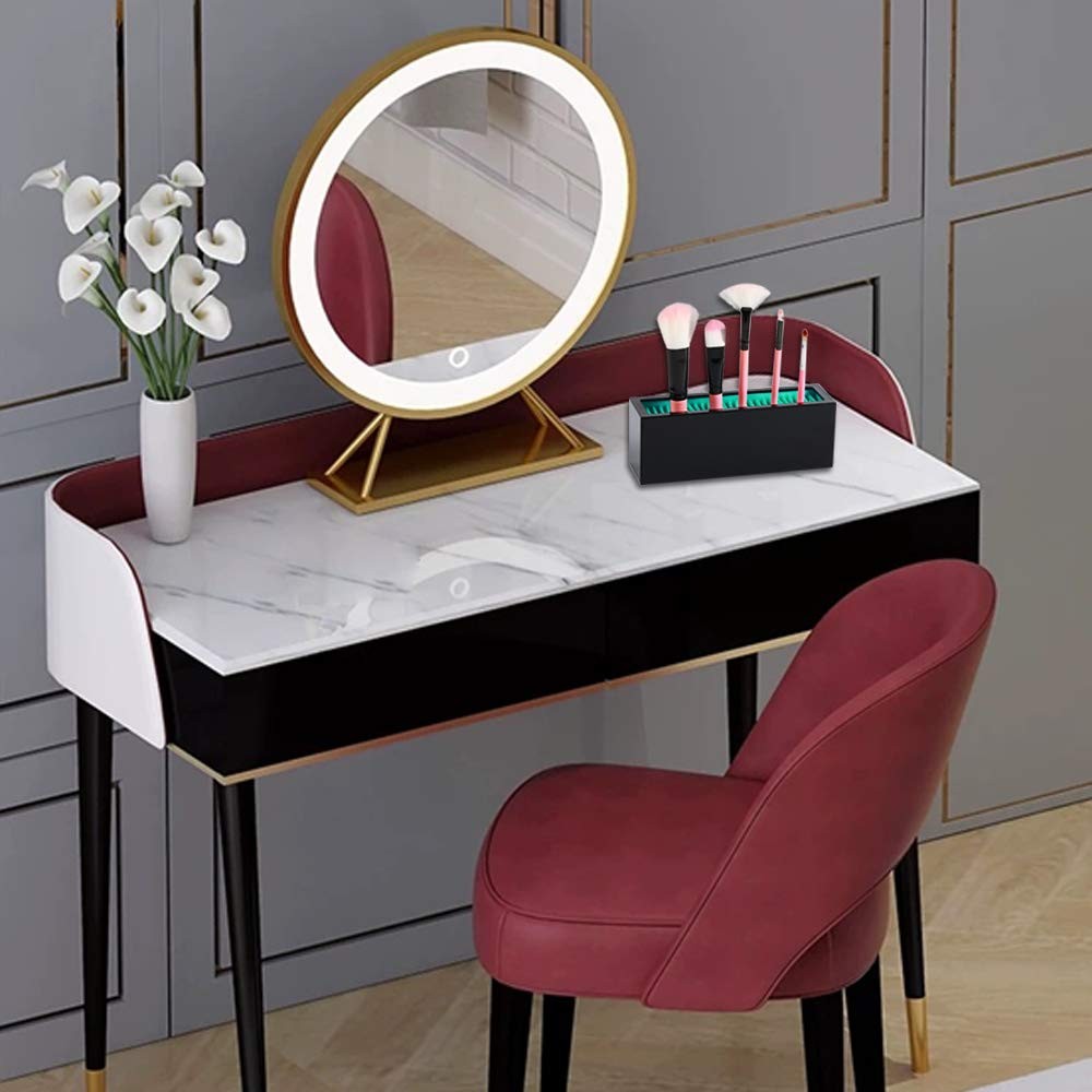 Makeup Brushes Holder Organizer Silicone Vanity Air Drying Rack Storage