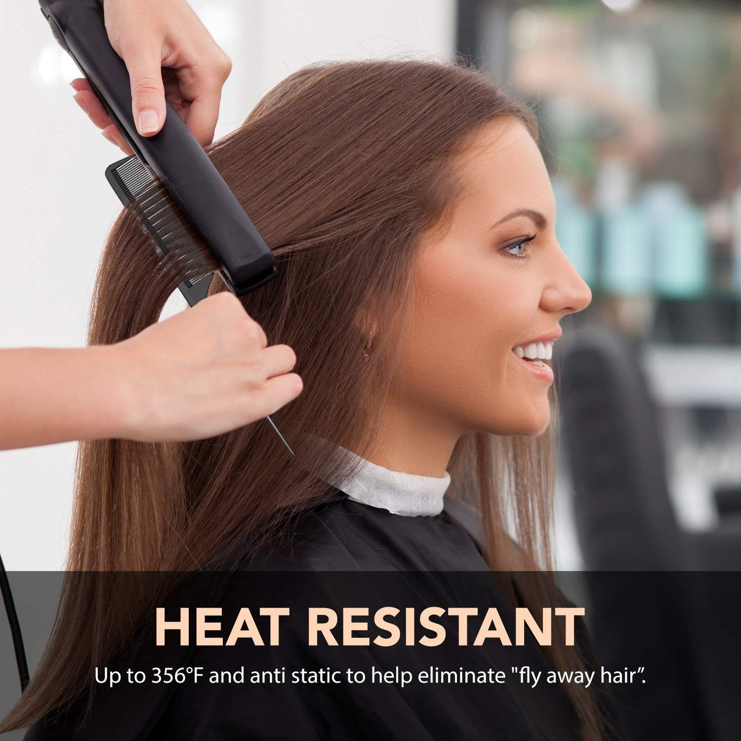 Professional 8.8 Inch Tail Comb with Carbon Fiber & Stainless Steel Pin Tail - Salon Quality