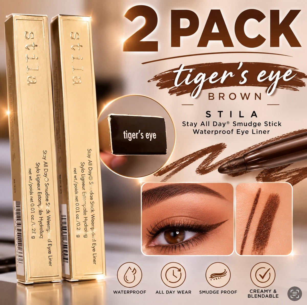 Waterproof Eye Liner Stick 2 Pack - Stila Stay All Day Tiger's Eye