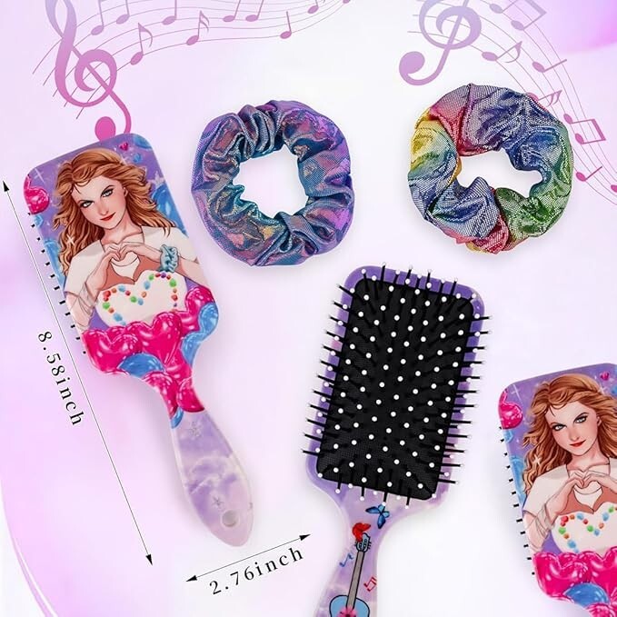 Taylor Girls Pop Singer Inspired Hair Brush with Scrunchies - USA Seller Fast Ship