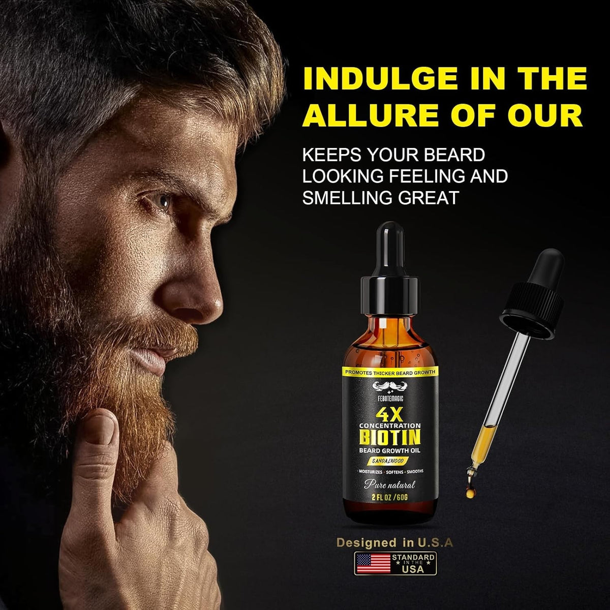 Beard Growth Oil with Biotin and Jojoba – Sandalwood Scent, 2 oz