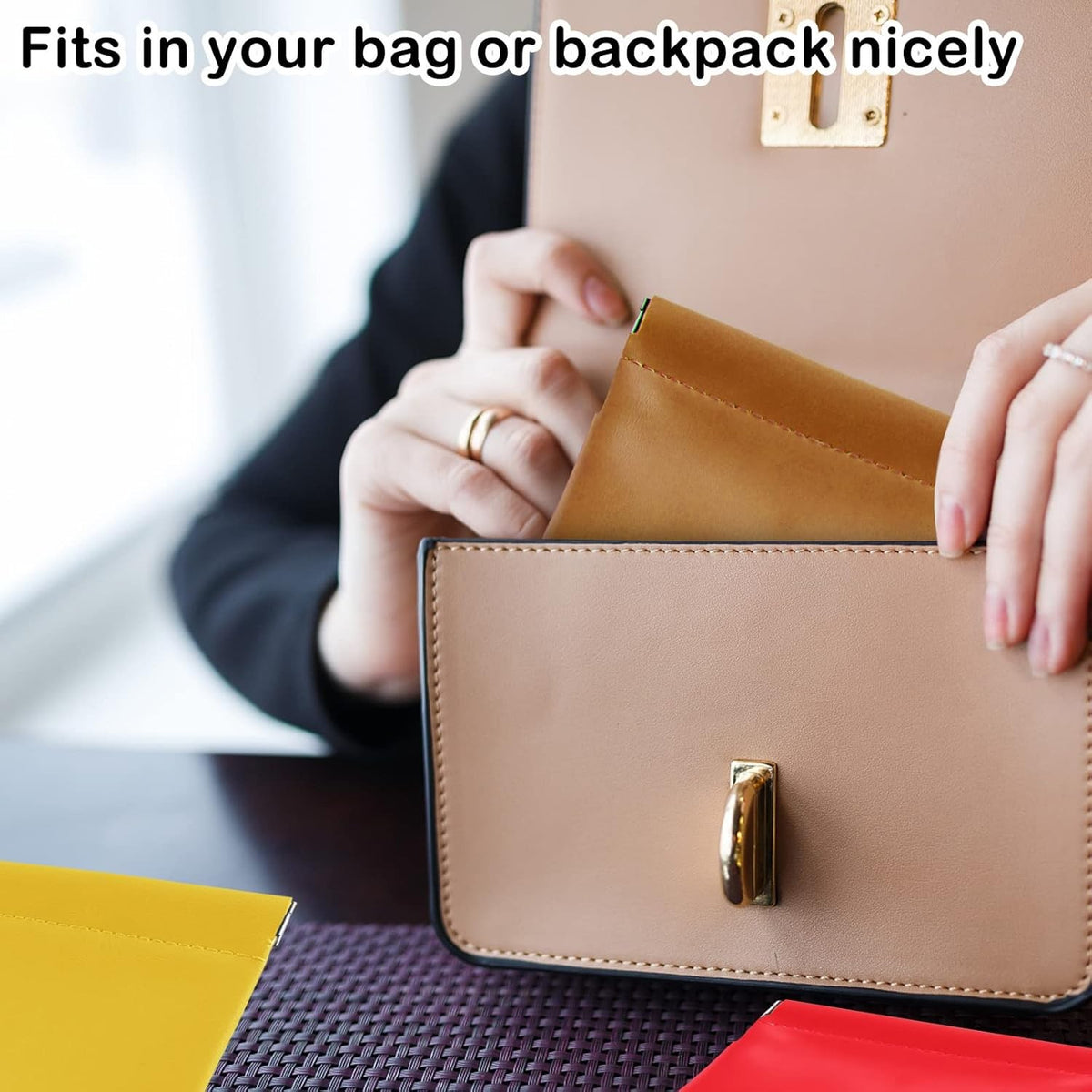 Pocket Cosmetic Bag for Purses - Small Leather Makeup Pouch