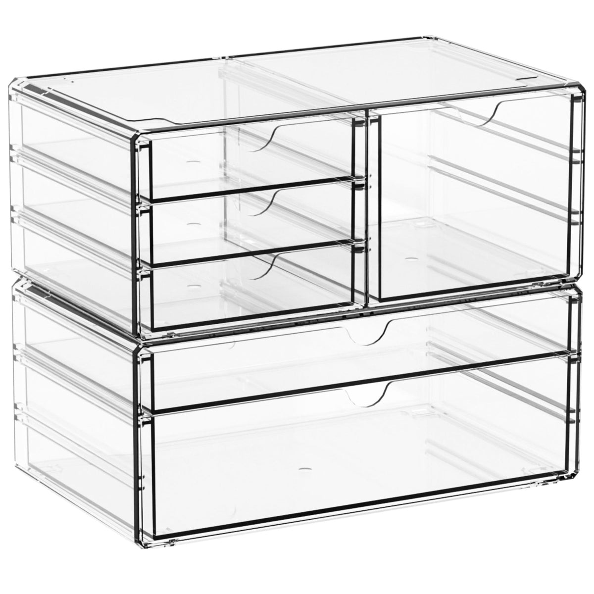 Large Clear Acrylic Drawer Organizer 6-Drawer Stackable Storage Bins