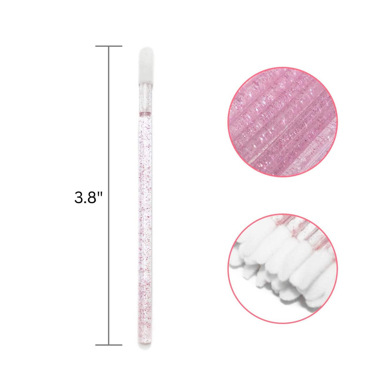 4-Piece Lip Brush Set with Pink Glitter Handles - Precise Lip Makeup Tools
