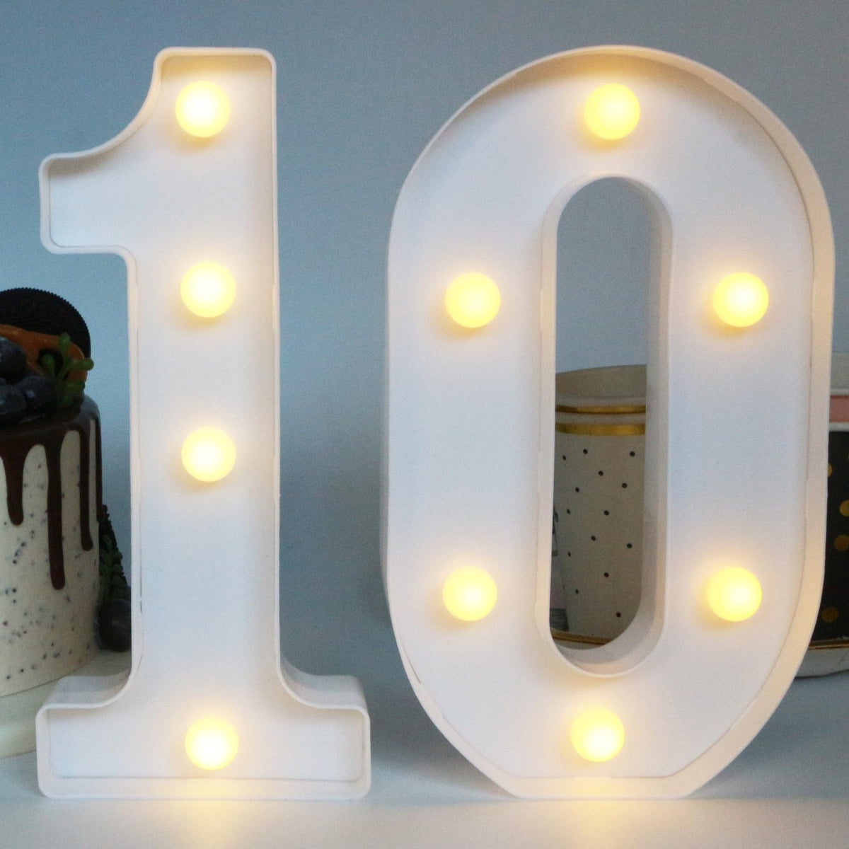 Light Up Number 10 Centerpiece - 8.26 Inch Birthday Table Sign for Party Decorations