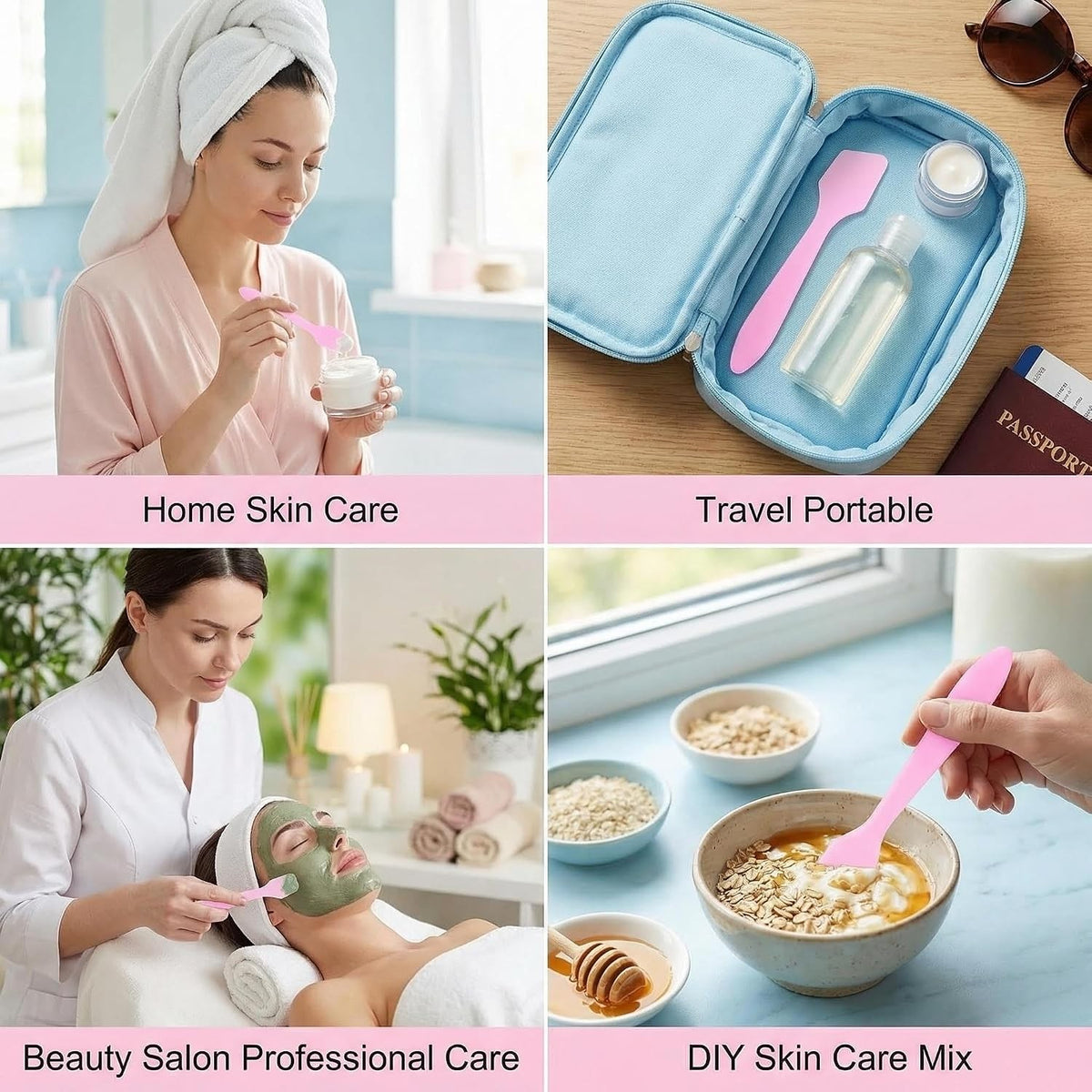 Pink Disposable Cosmetic Spatulas Set - 100 Pcs, 8cm/3inch for Masks & Skincare