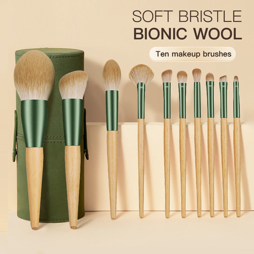 10Pcs Vegan Makeup Brush Set - Soft Fluffy Professional Cosmetic Tools