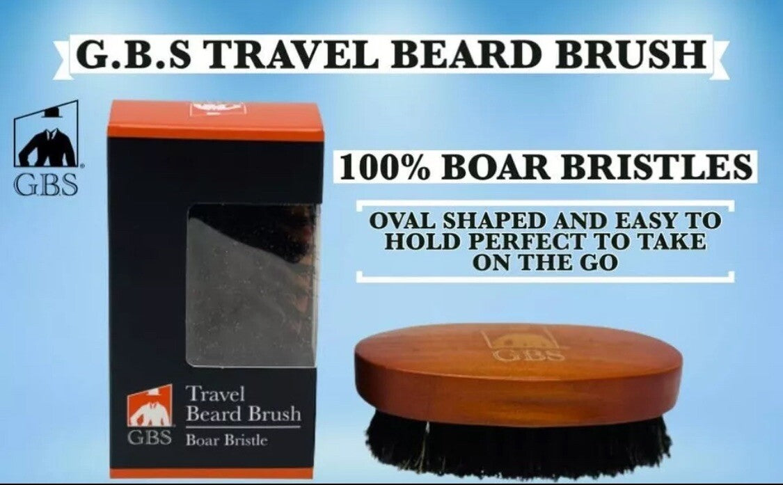 Men's Boar Bristle Beard Grooming Brush with Wooden Handle - Travel Gift