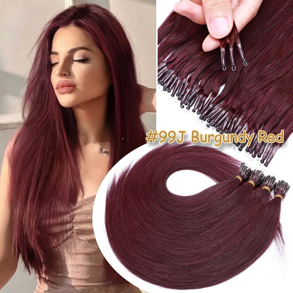 Thick Remy Human Hair Extensions Nano Ring Micro Loop Beads Caramel