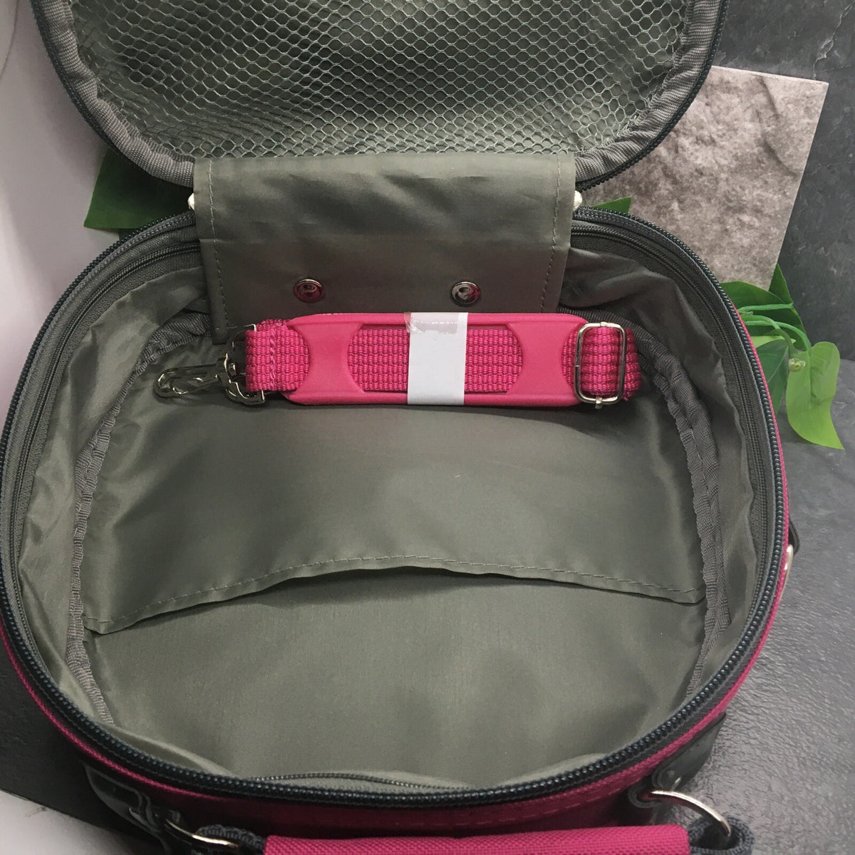 Pink Makeup Case with Handle and Straps - Travel Vanity Organizer