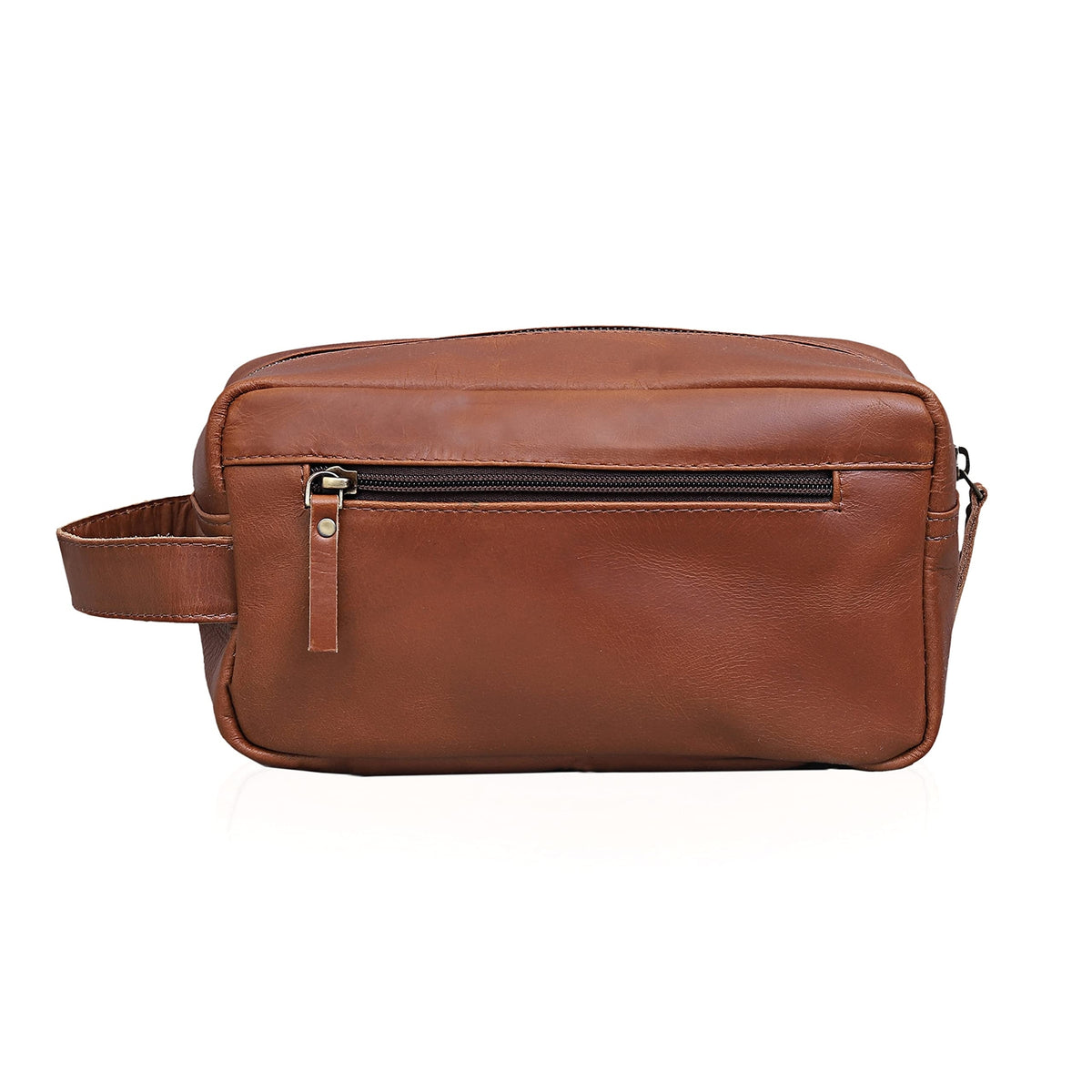 Men's Leather Travel Dopp Kit with Waterproof Interior and Multiple Compartments