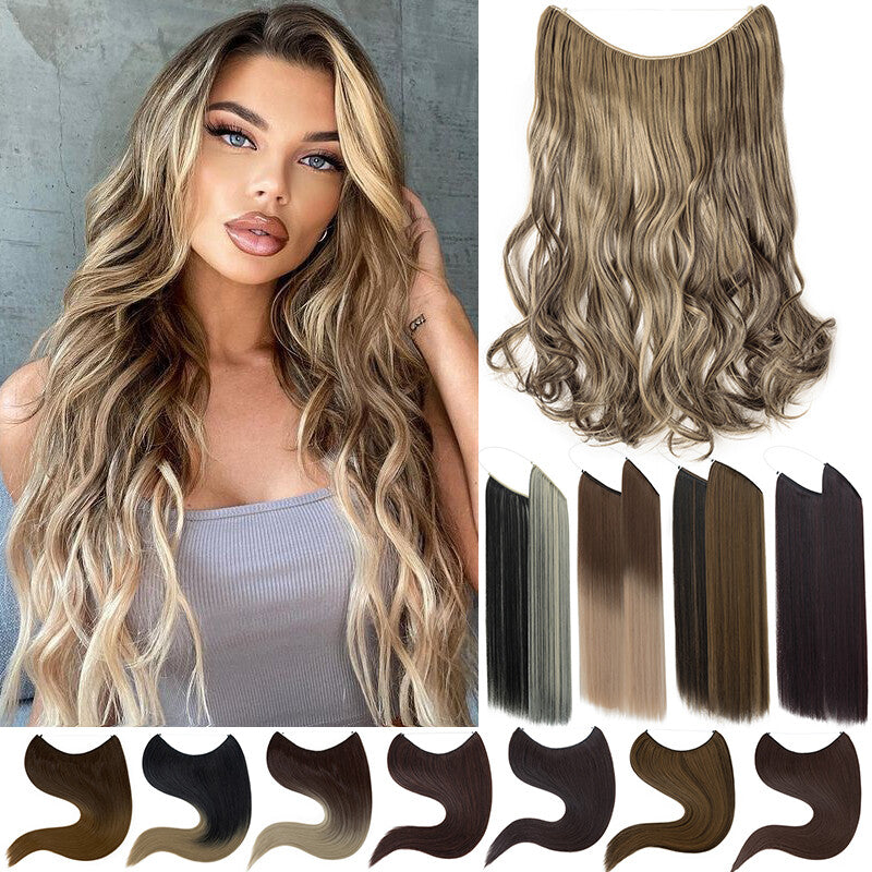 Invisible Wire Hair Extension Headband - Adjustable Wavy 20 Inches