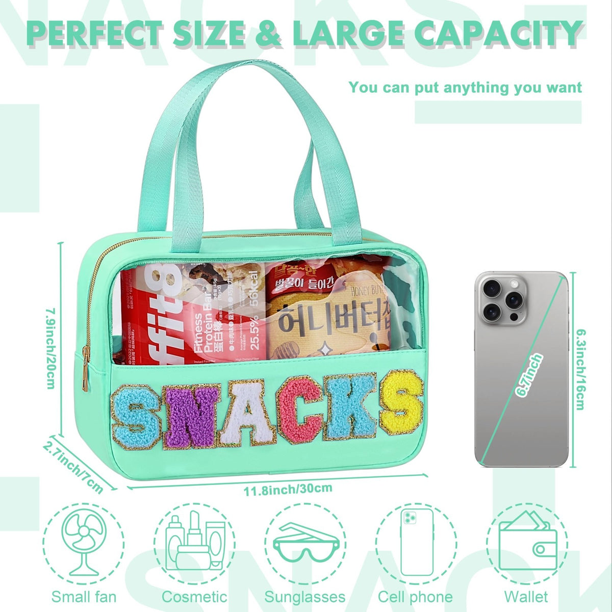 Large Waterproof Travel Makeup Bag with Handle, Clear Cosmetic Organizer