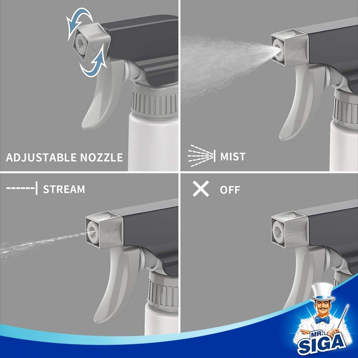 24 oz Leak-Proof Spray Bottles Set for Cleaning & Household Use