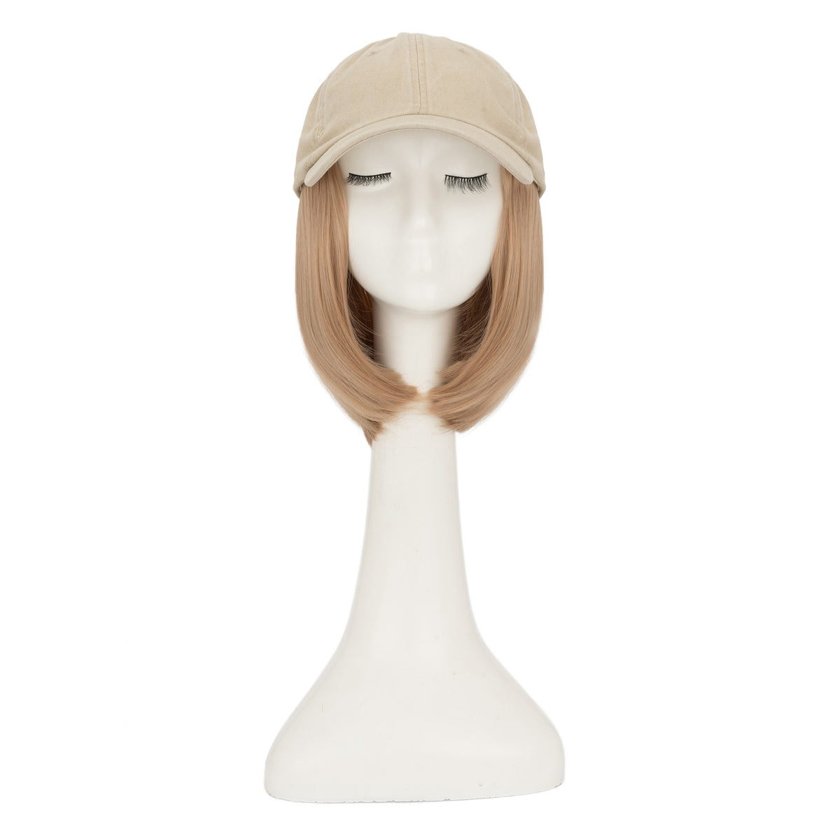 8-Inch Curly Baseball Cap with Synthetic Ponytail Hair Extensions - Natural Look