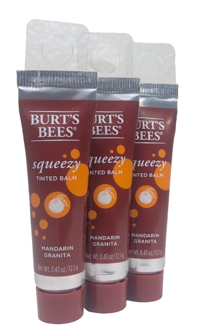 Squeezy Tinted Lip Balm Set - Mandarin Granita, Natural Moisturizer, 3 Pack