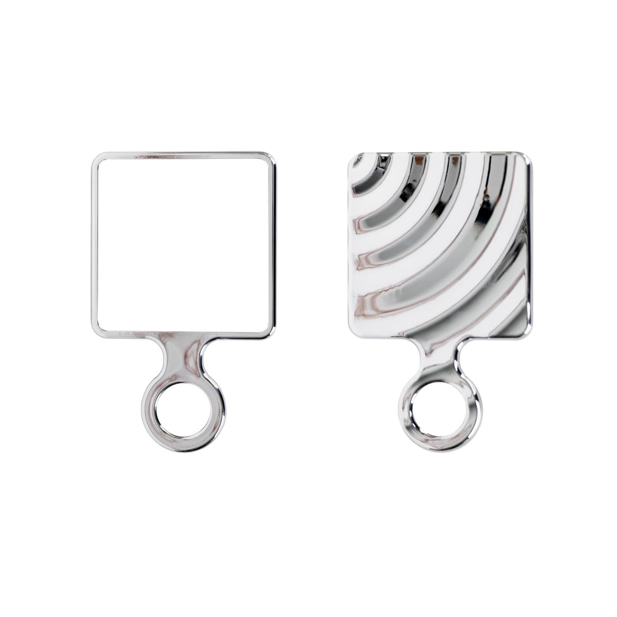Square Handheld Mirror with Handle - Silver Makeup Mirror 6.5x4 Inch
