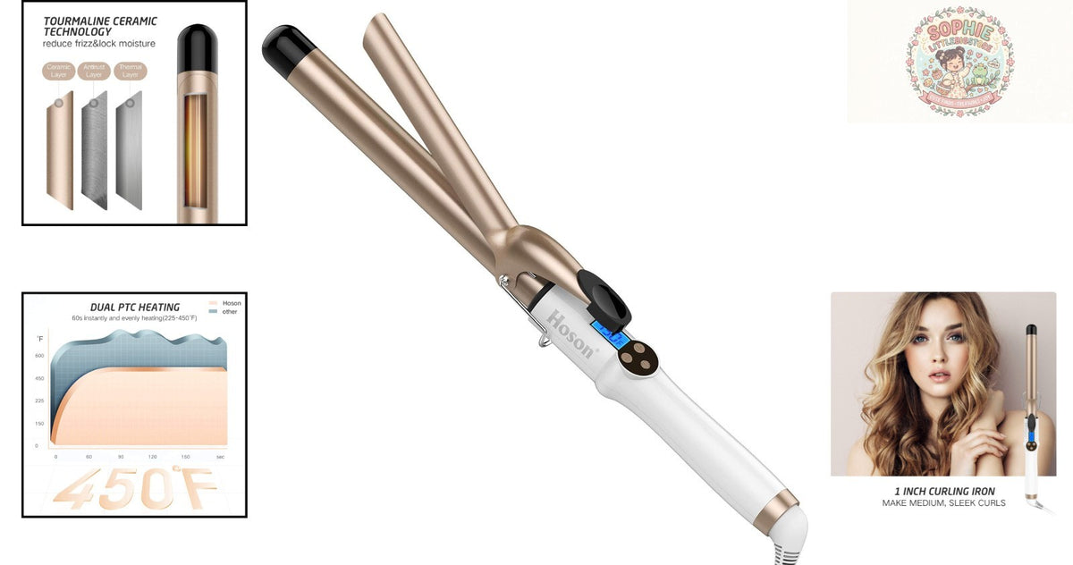 1 Inch Curling Iron with LCD Display & Auto Shut-Off - Hair Styling Tool