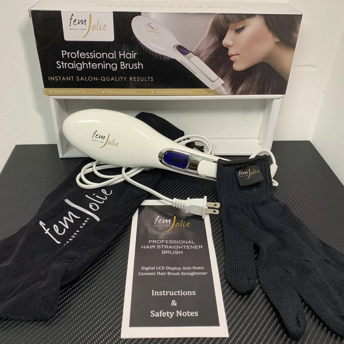 Electric Hair Straightener Brush 3-in-1 Digital Styling Tool for Hair - FemJolie