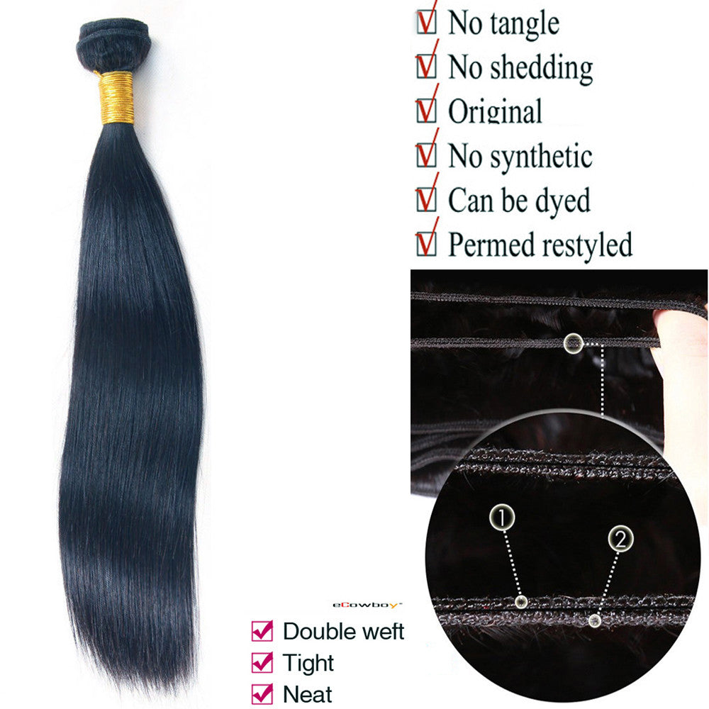 Silk Straight Human Hair Extensions - 100g Sew-In Bundle, Black, Multiple Lengths