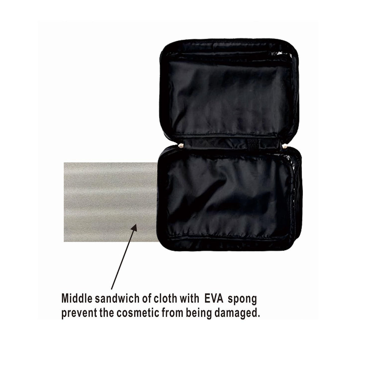 All-Purpose Travel Organizer Bag with Hanging Cosmetic Compartments - Black