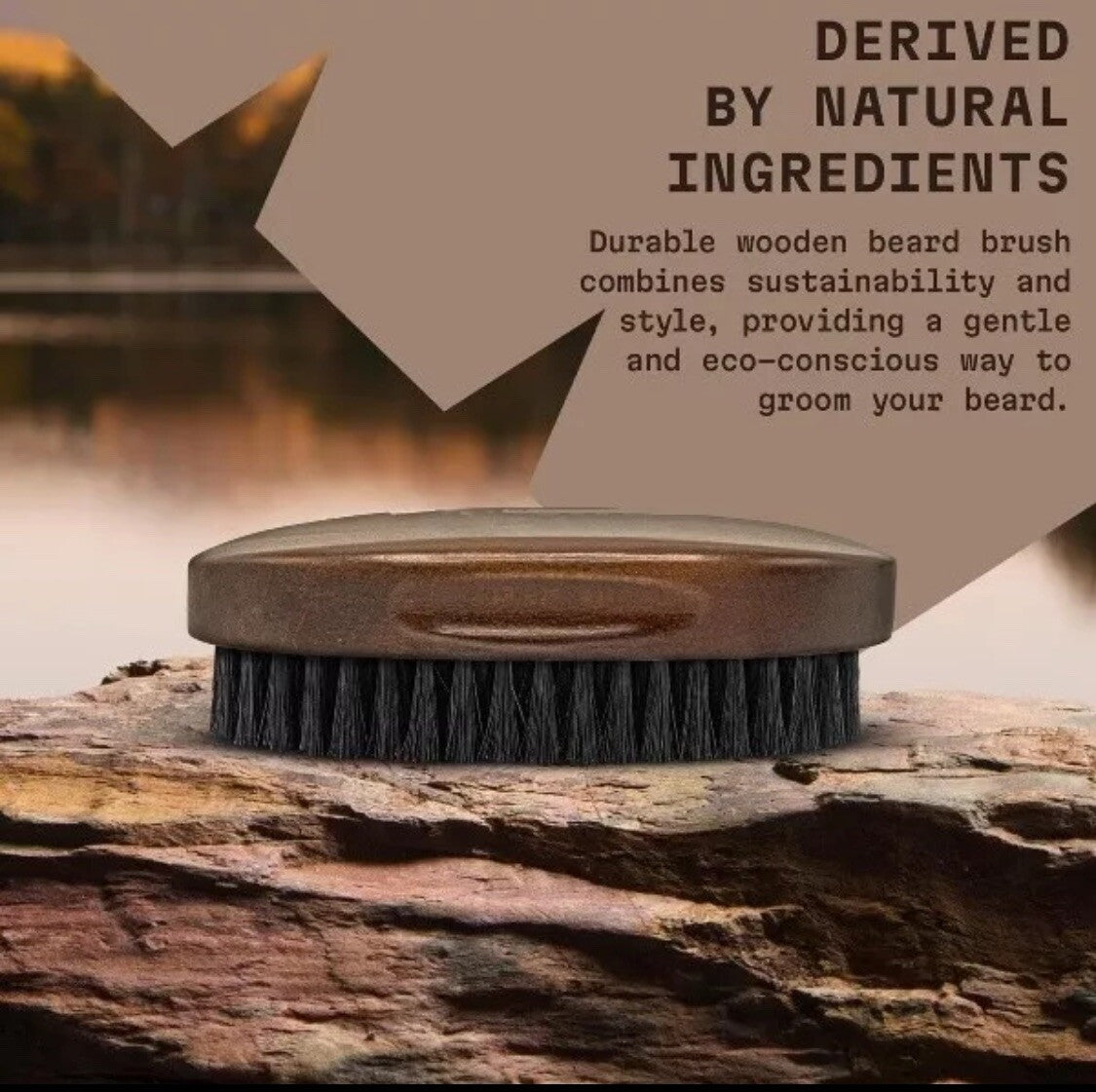 Men's Boar Bristle Beard Grooming Brush with Wooden Handle - Travel Gift
