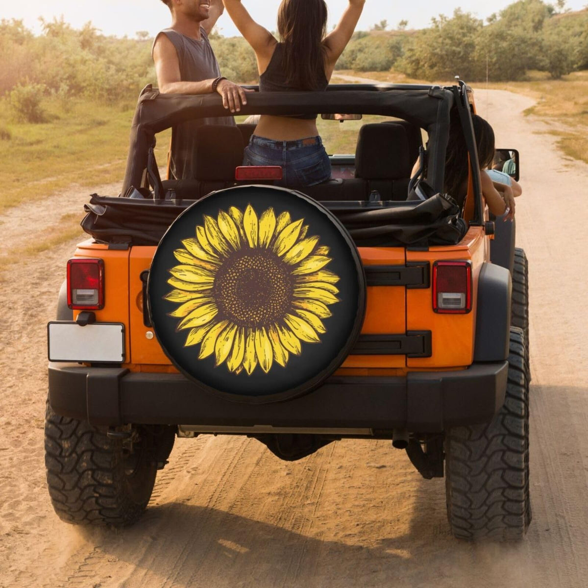 15 Inch Sunflower Spare Tire Cover Waterproof Dustproof for RV SUV Trailer
