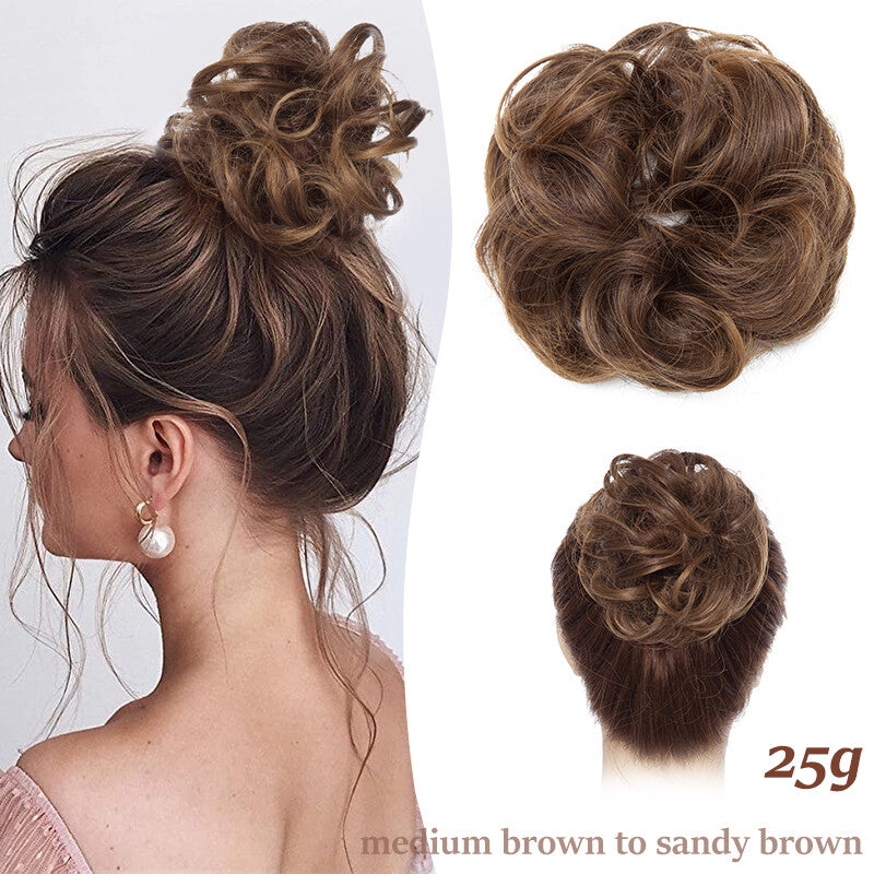 Thick Curly Messy Bun Hair Piece - Synthetic Hair Extensions for Updo & Volume