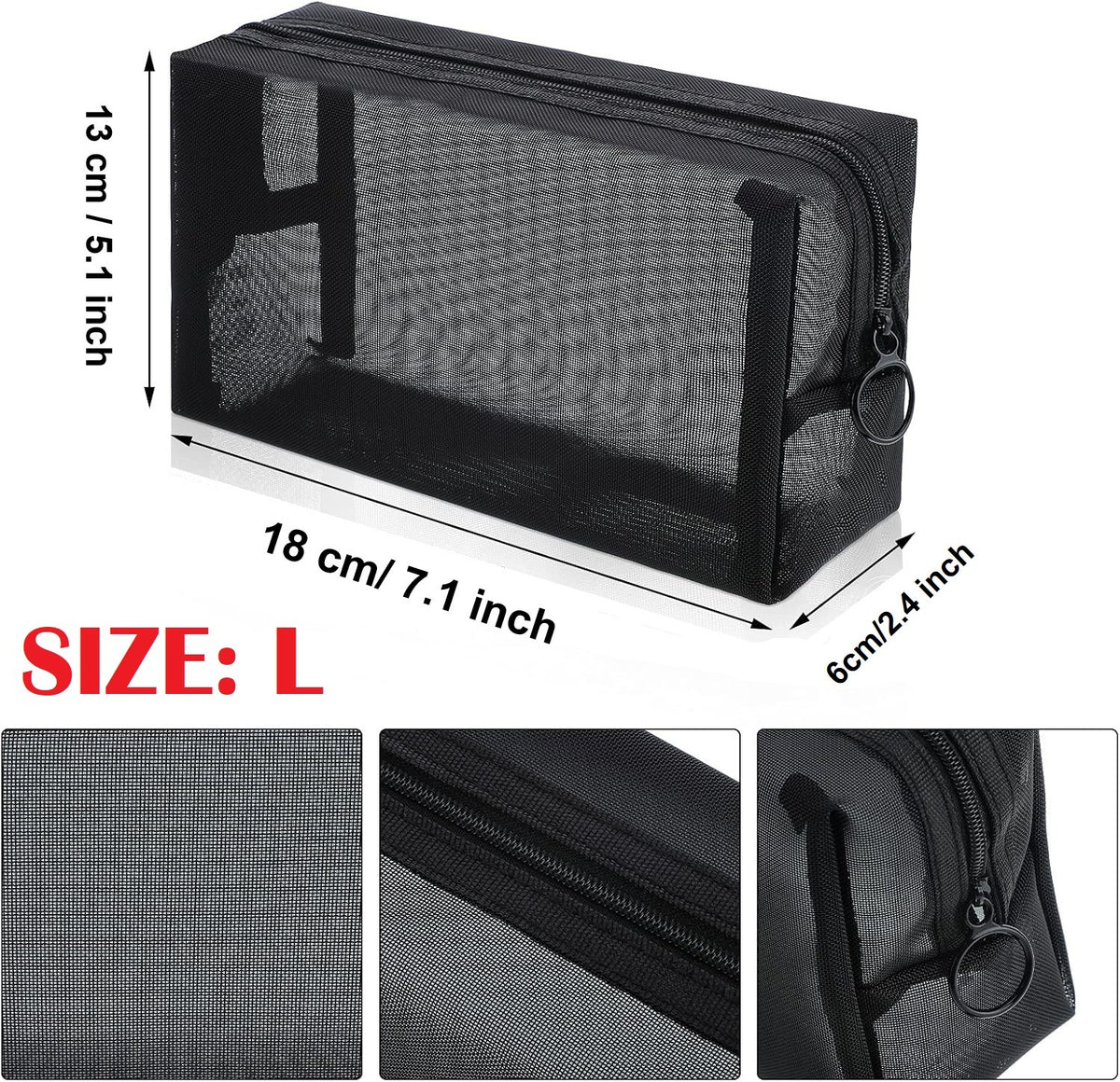 Mesh Makeup and Toiletry Travel Organizer Bags Set - Multiple Sizes