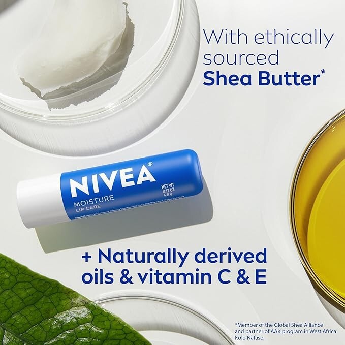 Moisturizing Lip Balm Stick with Shea Butter - Pack of 4
