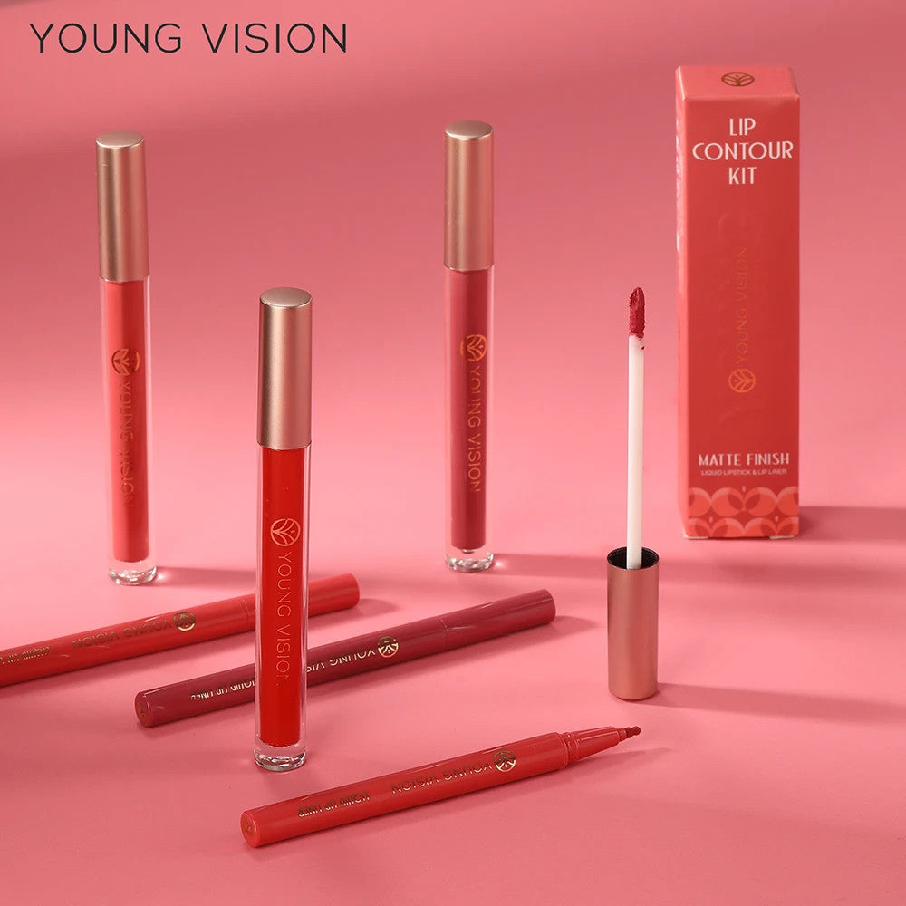 Lip Gloss Lip Liner Set Waterproof Non-Stick Moisturizing Makeup Kit