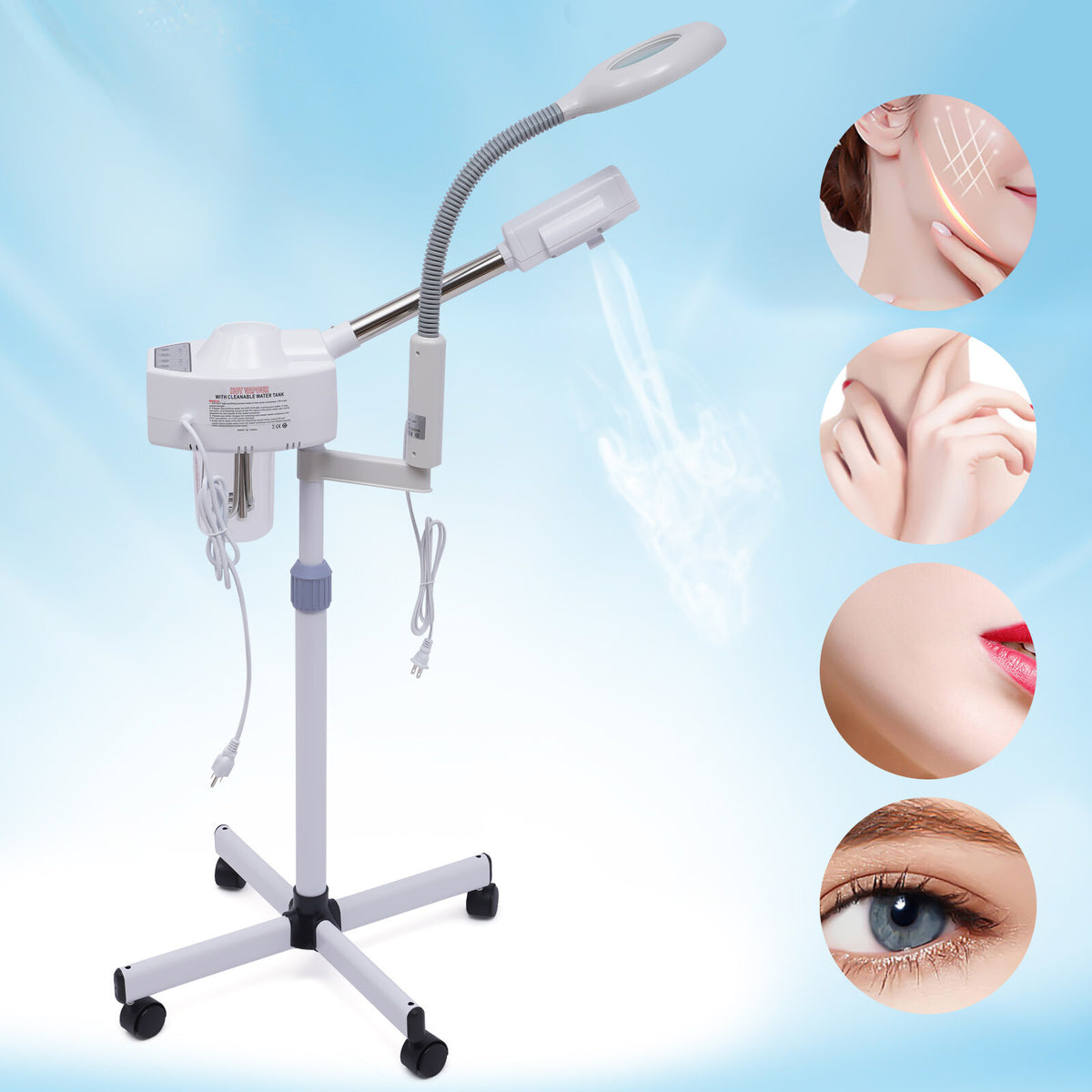2-in-1 Facial Steamer with 5X LED Magnifying Lamp & Ozone